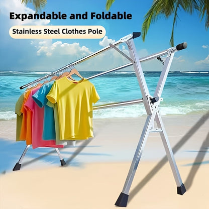 Collapsible Clothes Drying Rack – Heavy Duty Stainless Steel Laundry Drying Rack for Indoor & Outdoor Use, Adjustable Clothesline Rack with Clips, 63" & 79" Sizes