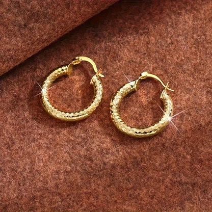 14K Gold Plated Twisted Hoop Earrings for Women – Vintage Bohemian Creole Round Hoops, Nickel-Free Copper, Perfect for Daily Wear Wedding Party Birthday Christmas Gift