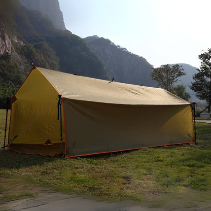 Outdoor Camping Tarp Canopy with UV Protection & Alloy Bracket – Portable Foldable 4-Person Shelter for Backpacking, Hiking, Garden & Outdoor Survival | All-Season Camping Awning