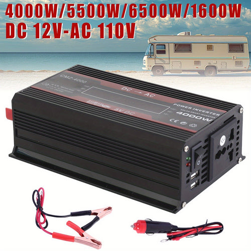 4000W Car Power Inverter DC 12V to AC 110V with LCD Display, Cooling Fan and Overload Protection - Portable 800W Rated Converter for Road Trips, Camping, Outdoors and Emergency Kits