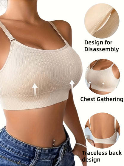 6Pcs Women's U-Back Sports Bra Set with Adjustable Straps & Removable Padding – Comfortable Wireless Workout Bras for Yoga, Gym & Everyday Wear, Mixed Colors, Sizes S-XL