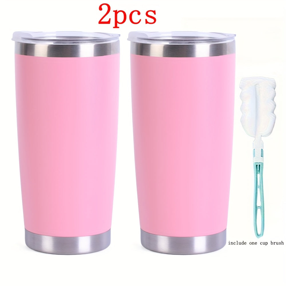 20oz Stainless Steel Insulated Tumbler 2-Pack – Double Wall Vacuum Travel Mug with Lid, BPA Free, Wholesale Blanks for Vinyl DIY, Wedding Favors, Bridesmaid Gifts, Graduation & Corporate Giveaways – Black, Pink, Blue, White