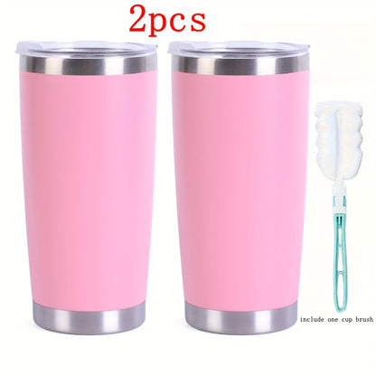 20oz Stainless Steel Insulated Tumbler 2-Pack – Double Wall Vacuum Travel Mug with Lid, BPA Free, Wholesale Blanks for Vinyl DIY, Wedding Favors, Bridesmaid Gifts, Graduation & Corporate Giveaways – Black, Pink, Blue, White