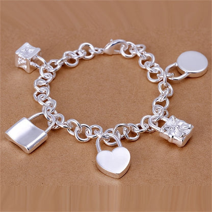 925 Sterling Silver Korean Style Pendant Bracelet for Women – Trendy Chain Link Design, Hypoallergenic, 20cm / 7.87in, Stylish Daily Wear & Festival Gift for Any Occasion