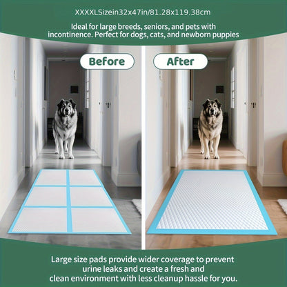 XXXL Dog Pee Pads Extra Large 8-Layer Super Absorbent Leak-Proof – Disposable Puppy Potty Pads for Cars Cages Sofas, Multiple Sizes 31x47 32x36 57x31 Inches