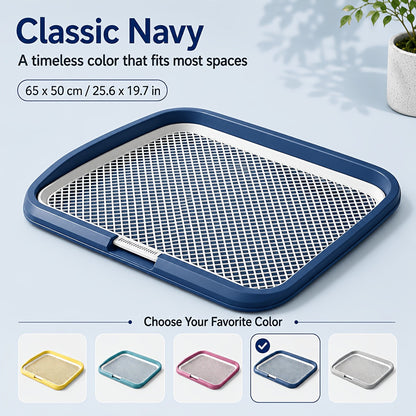 Dog Potty Tray Leak-Proof Indoor Puppy Toilet with Removable Grating, Washable Pee Pad Holder for Apartment Puppy Training, Pet Potty Station for Small Medium Dogs