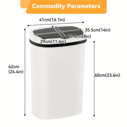 13 Gallon Touchless Trash Can 50L Automatic Motion Sensor Lid | Stainless Steel & Plastic Kitchen Waste Bin | Soft Close Hands-Free Garbage Can | Kitchen Office Bedroom | Black White Red Pink