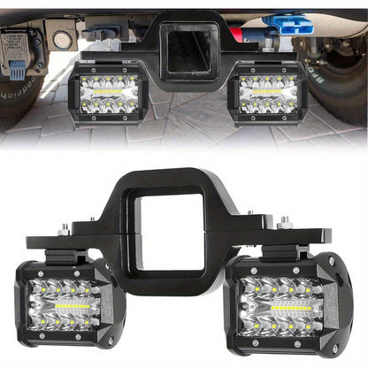 4 Inch LED Trailer Hitch Light 18W 3000+ Lumens with 2-Inch Tow Hitch Mount Bracket – Dual LED Off-Road Work Light for Truck Trailer SUV ATV – Die-Cast Aluminum No Battery Required