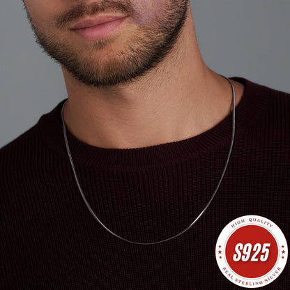 925 Sterling Silver Snake Chain Necklace 1mm – Hypoallergenic Tarnish-Resistant Layering Necklace for Women & Men, Classic Minimalist Design, Perfect Gift for Christmas, Valentine's Day & Anniversaries