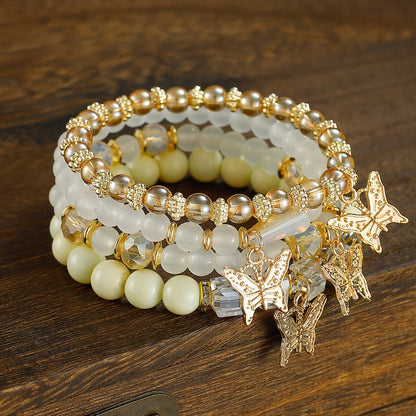 Boho Butterfly Beaded Bracelet Set for Women – 4, 8 & 16pcs Sparkle Multi-Layered Elastic Charm Stackable Bracelets, Perfect Gift for Stylish Ladies