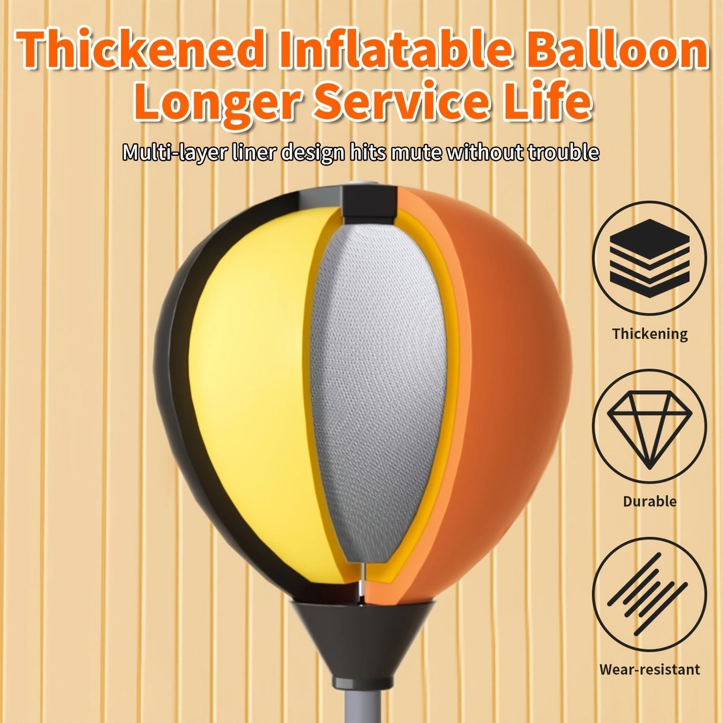 Boxing Reflex Ball on Stand Freestanding Speed Bag Adjustable Height Reaction Training for Adults Teens Seniors – Indoor Fitness Punching Ball with 3 Floor Anchors