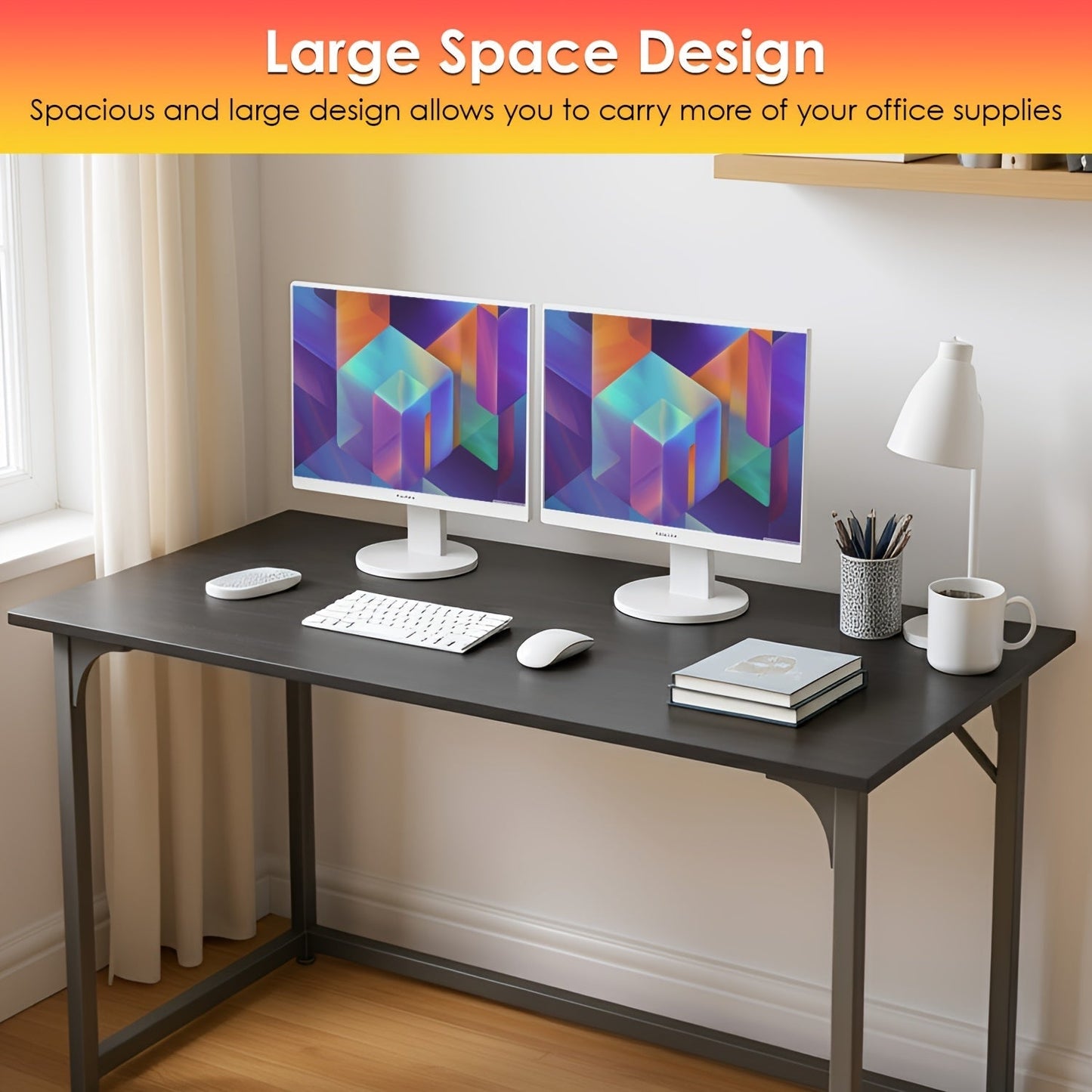 Computer Desk 32/39/47 Inch – Modern Writing & Gaming Desk with Sturdy Metal Frame, Home Office Study Workstation for PC, Laptop & Monitor Setup, 3 Size Options