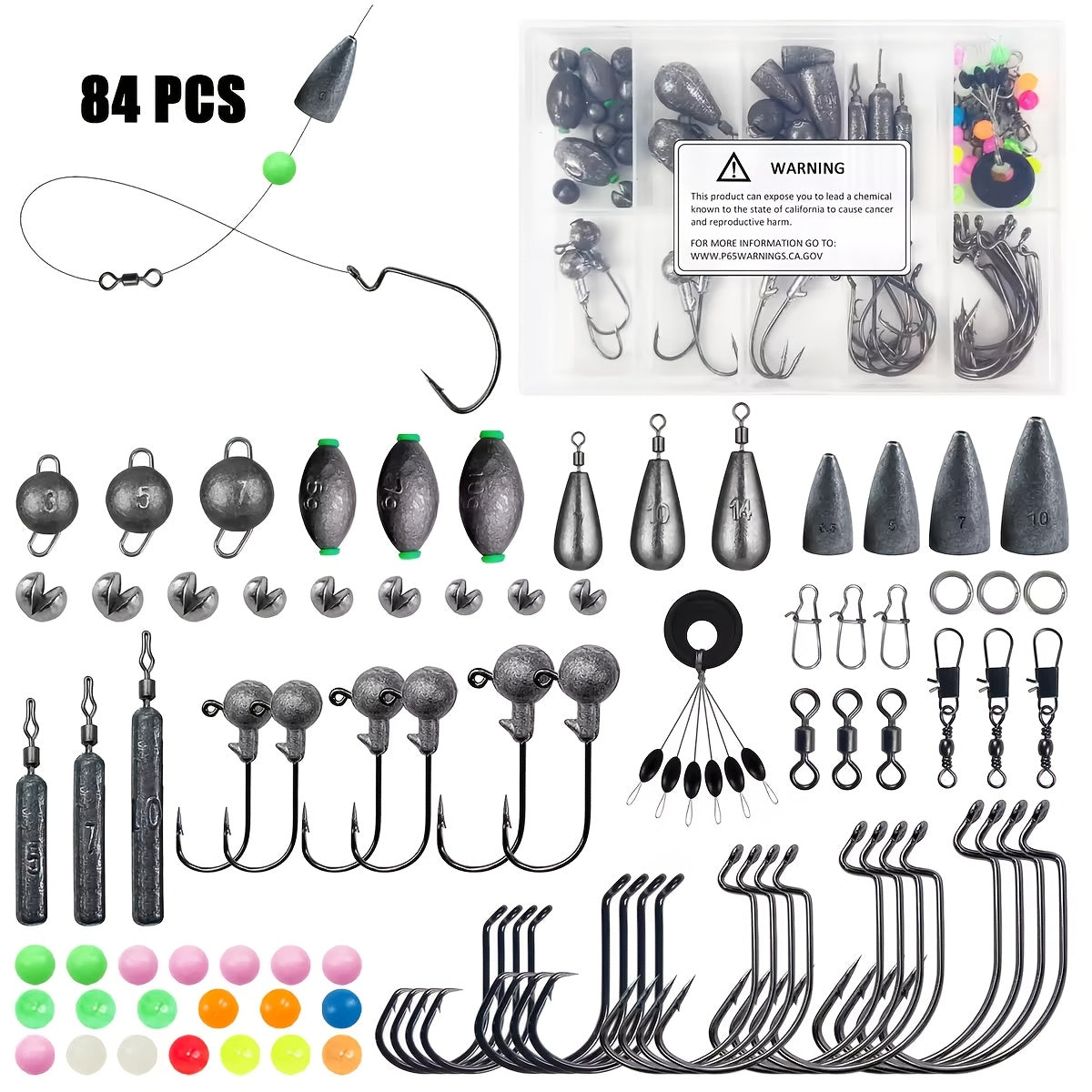 Fishing Lure Kit 306PCS & 84PCS – Complete Tackle Box with Hooks, Sinkers, Bobbers, Jigs, Beads, Swivels & Snaps | Freshwater Fishing Accessories Set for Bass Trout Carp