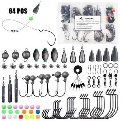 Fishing Lure Kit 306PCS & 84PCS – Complete Tackle Box with Hooks, Sinkers, Bobbers, Jigs, Beads, Swivels & Snaps | Freshwater Fishing Accessories Set for Bass Trout Carp