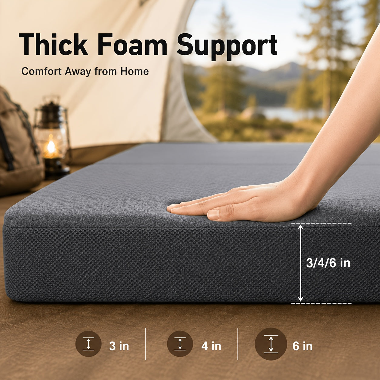 Tri-Fold Memory Foam Mattress 3/4/6 Inch with Washable Cover - Portable Folding Floor Guest Bed for Camping RV Travel Road Trip Small Spaces