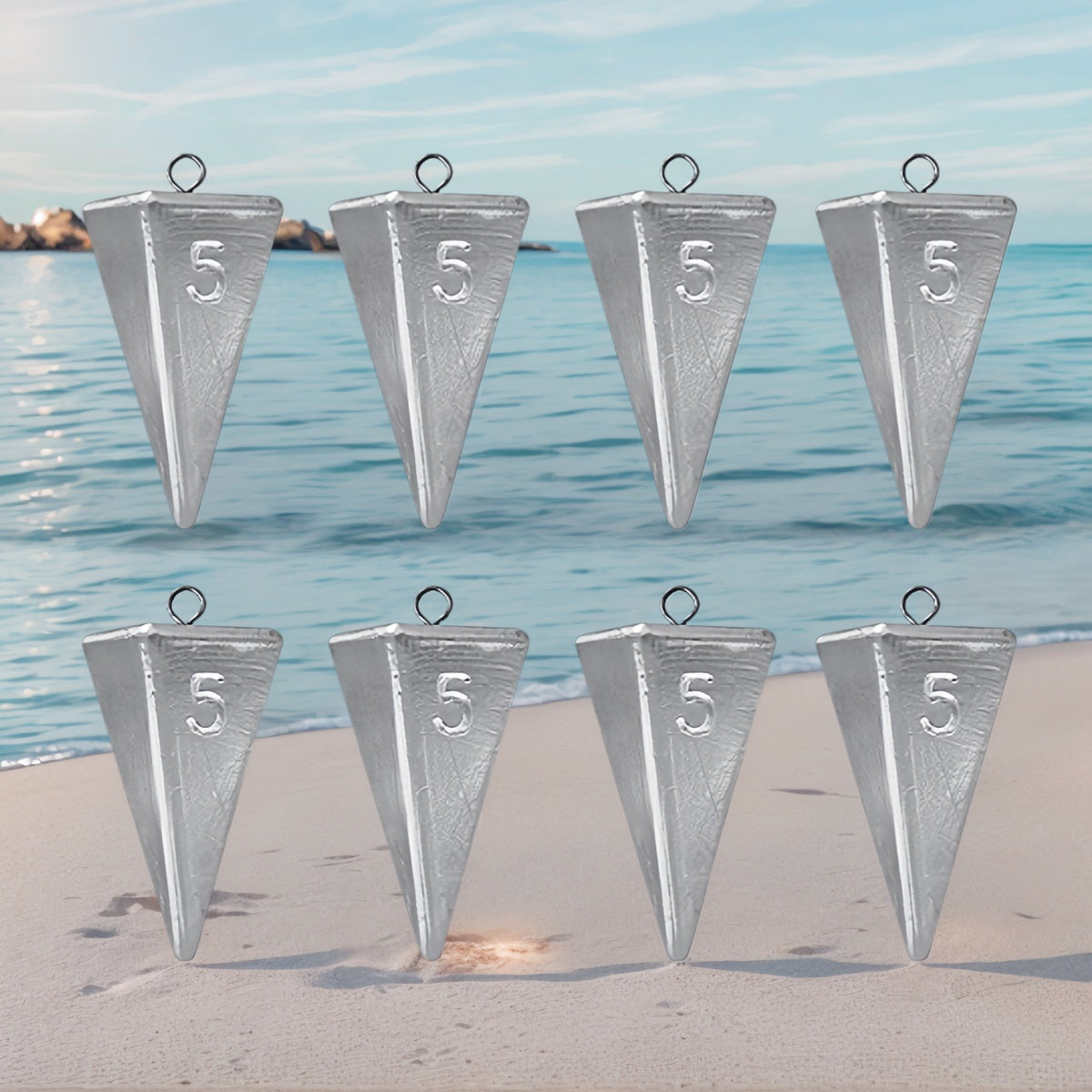 Pyramid Fishing Sinkers – Saltwater & Freshwater Surf Fishing Weights, Strong Hold in Current, Sizes 1oz to 10oz, Multi-Pack Tackle for Pompano, Bass, Drum & More