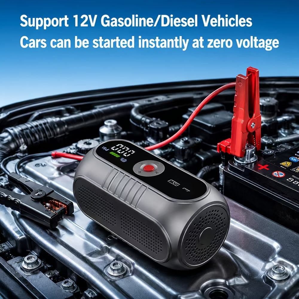 3000A Car Jump Starter 9-in-1 with Built-In Tire Inflator, USB Ports & LED Emergency Light – 12V Portable Wireless Battery Booster for Cars, Trucks & SUVs – Roadside Emergency Tool – Velora
