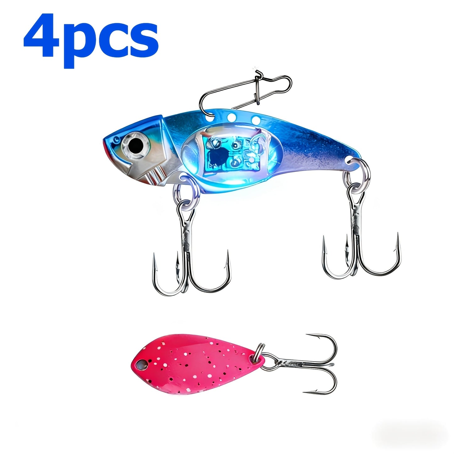 Electronic Fish Shaped Fishing Lure with LED Light, Sound & Vibration – Aluminum Alloy Bait Attracts Fish from 500 Meters, Outdoor Fishing Equipment for Bass, Saltwater & Freshwater – 1/2/3/4 Pack