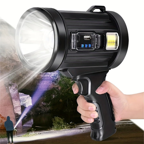 LED Rechargeable Flashlight 6 Modes 3 Color Filters USB & Solar Charging IPX4 Waterproof Tactical Flashlight for Camping Hiking Hunting Boating – Christmas & Holiday Gift