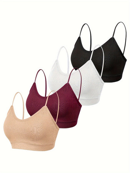 4 Pack Women's Wireless Bralettes with Removable Padding – Soft Breathable Seamless Bra Set for Yoga Lounge Sleep & Everyday Wear, Sizes S-XL in Multiple Colors
