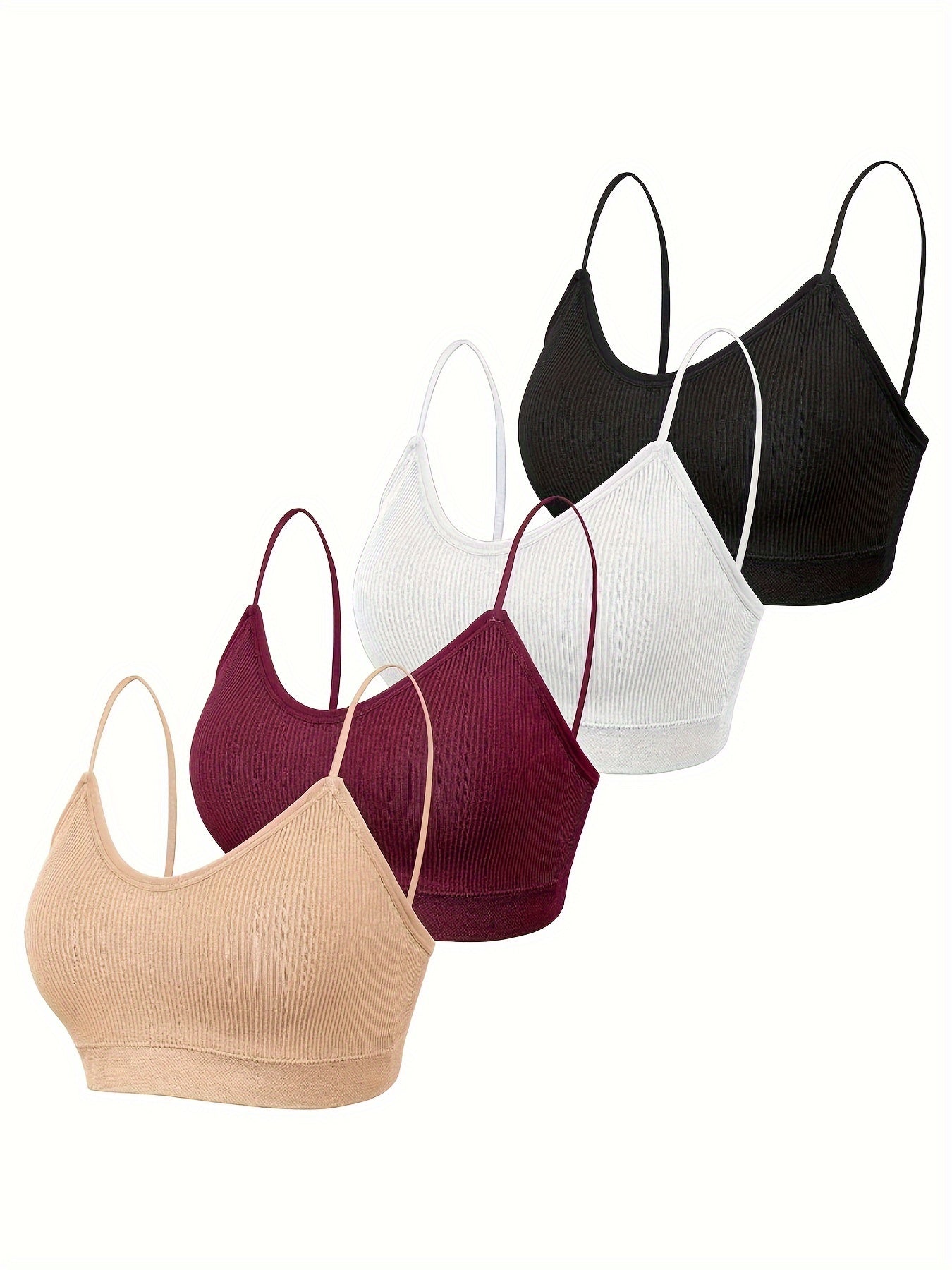 4 Pack Women's Wireless Bralettes with Removable Padding – Soft Breathable Seamless Bra Set for Yoga Lounge Sleep & Everyday Wear, Sizes S-XL in Multiple Colors
