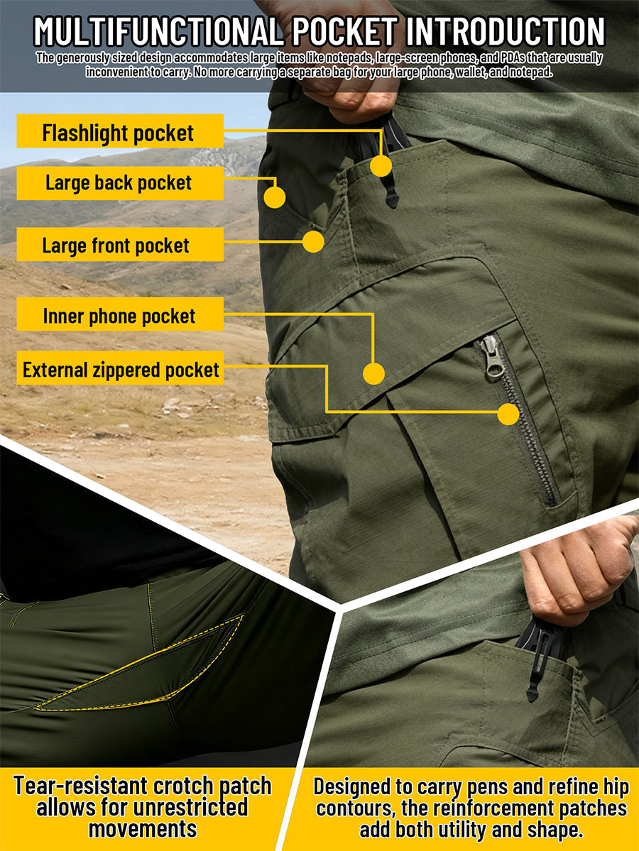 IX9 Men's Tactical Cargo Pants Slim Fit – Quick-Dry Breathable Tear-Resistant Multi-Pocket 3D Cut Outdoor Work Pants for Hiking Camping Climbing Fishing S-XXXL