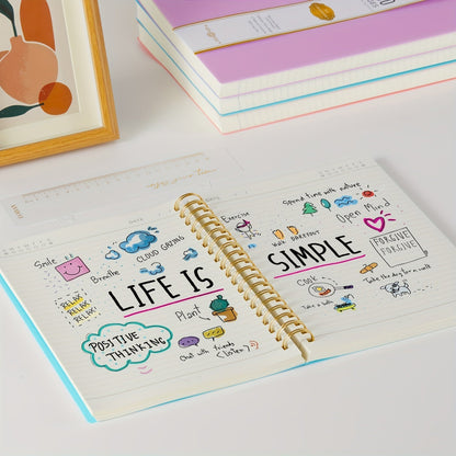 Spiral Notebook 3 Pack A5 Hardcover College Ruled Journal Set, 300 Pages 100GSM Thick Paper, PVC Cover Notepad for Women Girls Students, 5.7" x 8.4" with Ruler