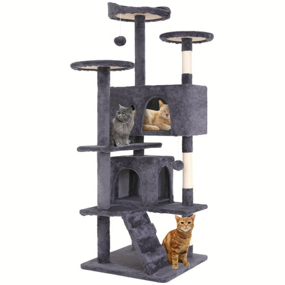 Multi-Level Cat Tree Tower with Scratching Post, Perches & Plush Apartments – Space-Saving Indoor Cat Climbing Frame & Activity Center, Heights 36–80 Inch, 6 Colors