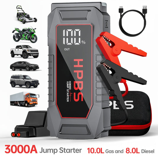5000A Car Jump Starter 24000mAh Power Bank 12V Battery Booster for Gas Diesel Engines – Quick Start Dead Battery for Car Truck SUV Motorcycle with LED Flashlight for Outdoor Emergencies