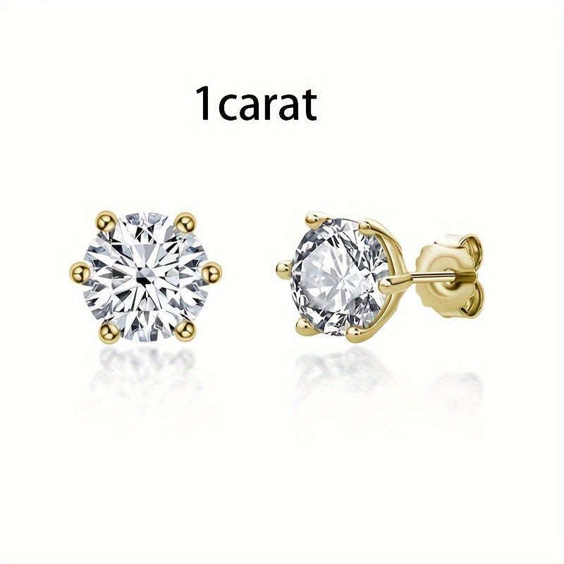 Moissanite Stud Earrings for Women S925 Sterling Silver – 0.5CT 1CT 2CT 3CT Vintage Style Diamond Alternative Earrings in Gold Silver Elegant Jewelry Gift