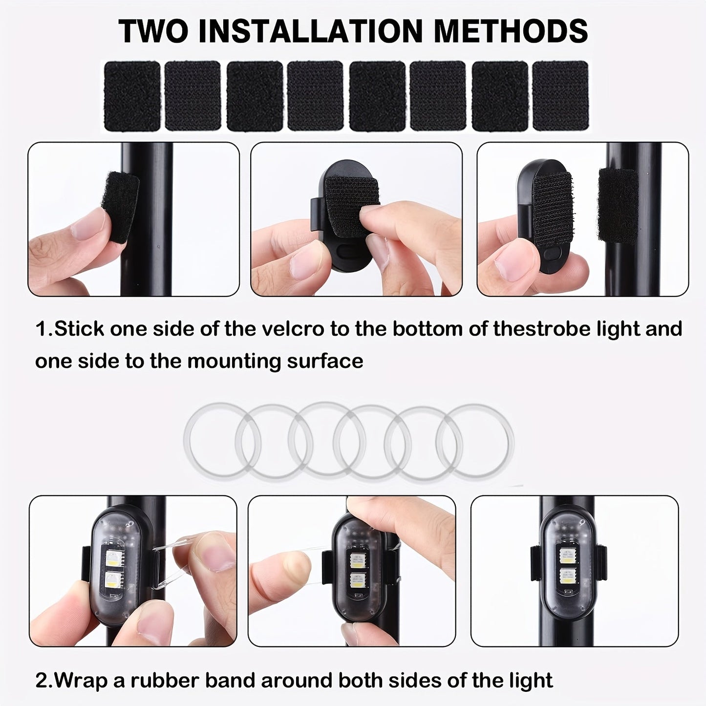 Wireless LED Lights for Vehicles 6 or 8pcs – Remote Control, 8 Color Modes, USB Rechargeable, for Car Interior, Truck, Motorcycle, Drone, Bicycle & Plane