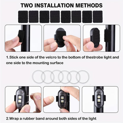 Wireless LED Lights for Vehicles 6 or 8pcs – Remote Control, 8 Color Modes, USB Rechargeable, for Car Interior, Truck, Motorcycle, Drone, Bicycle & Plane