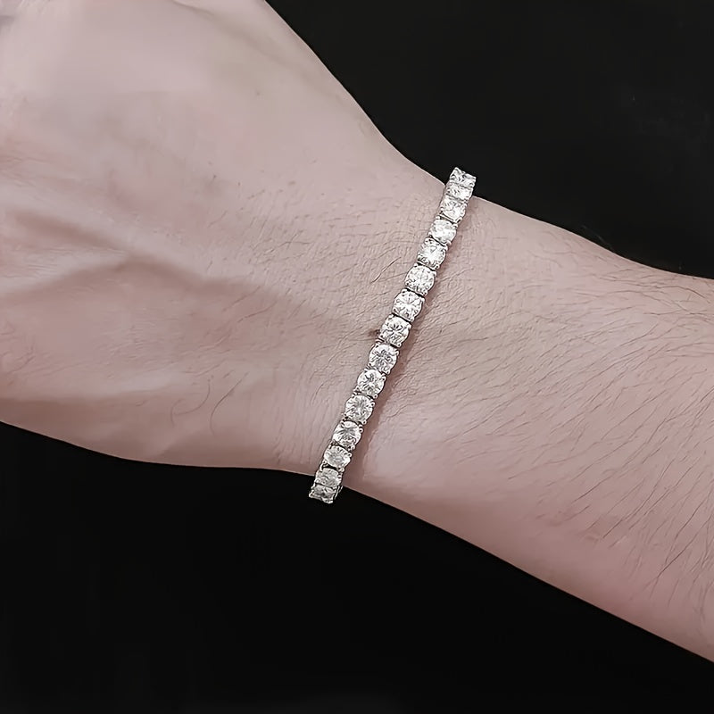 925 Sterling Silver 5mm Moissanite Tennis Bracelet – Sparkling Lab Diamond Hip Hop Luxury Jewelry Gift for Women, Banquet Wedding Anniversary Birthday Christmas Mother's Day