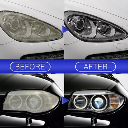 Headlight Restoration Polish Kit – Anti-Yellowing Crystal Clear Formula for Cloudy Headlights, Taillights & Fog Lamps, Multi-Use Auto Light Restorer, 30ml / 50ml / 120ml