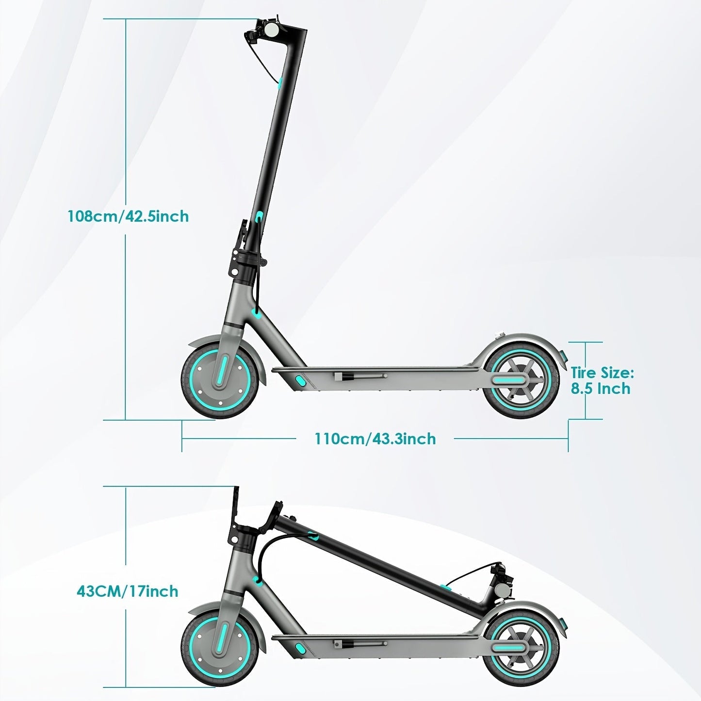Foldable Electric Scooter for Adults 350W Brushless Motor Dual Drum Brake 8.5 Inch Solid Tires 3-Speed LCD Display 265 lbs Max Load 3-Second Fold Portable Urban Commuter E-Scooter