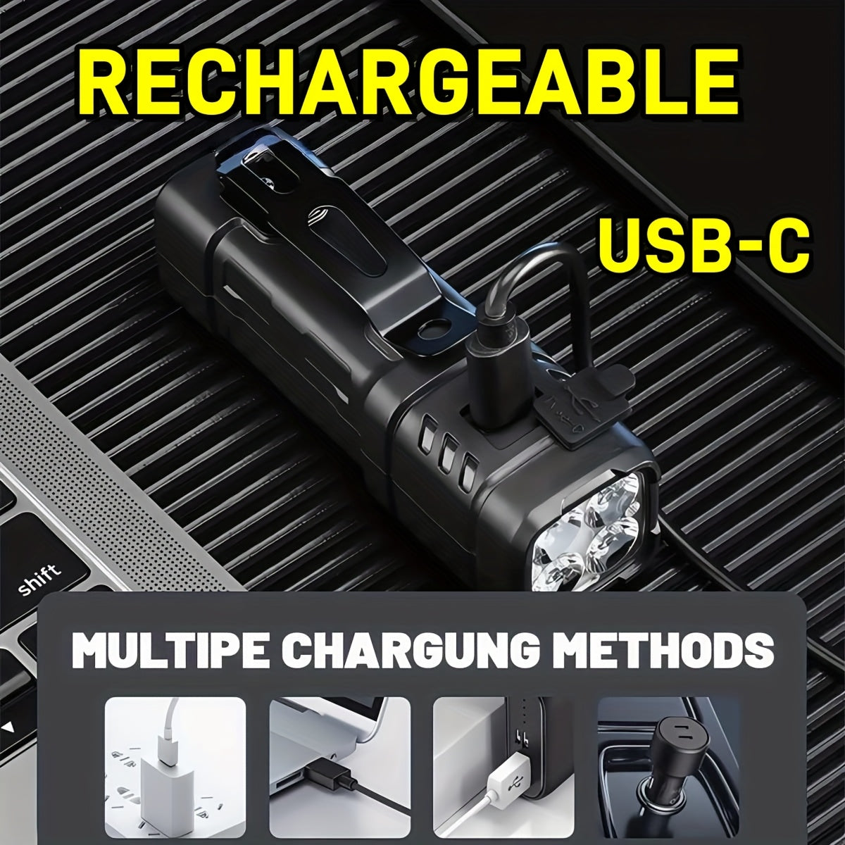 Mini Rechargeable LED Flashlight 3 or 6 Pack, 2000 Lumens COB 4 Modes USB-C Charging, Compact Handheld Flashlight with Back Clip & Built-In Battery for Camping Hiking Hunting Emergency