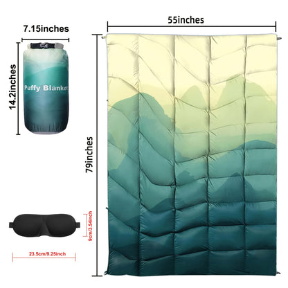Outdoor Puffy Camping Blanket 55x79 Inch Lightweight Down Alternative Ultra Warm Hammock Top Quilt – Printed Camping Blanket for Traveling, Picnic, Beach Party & Cold Weather | 140x200cm