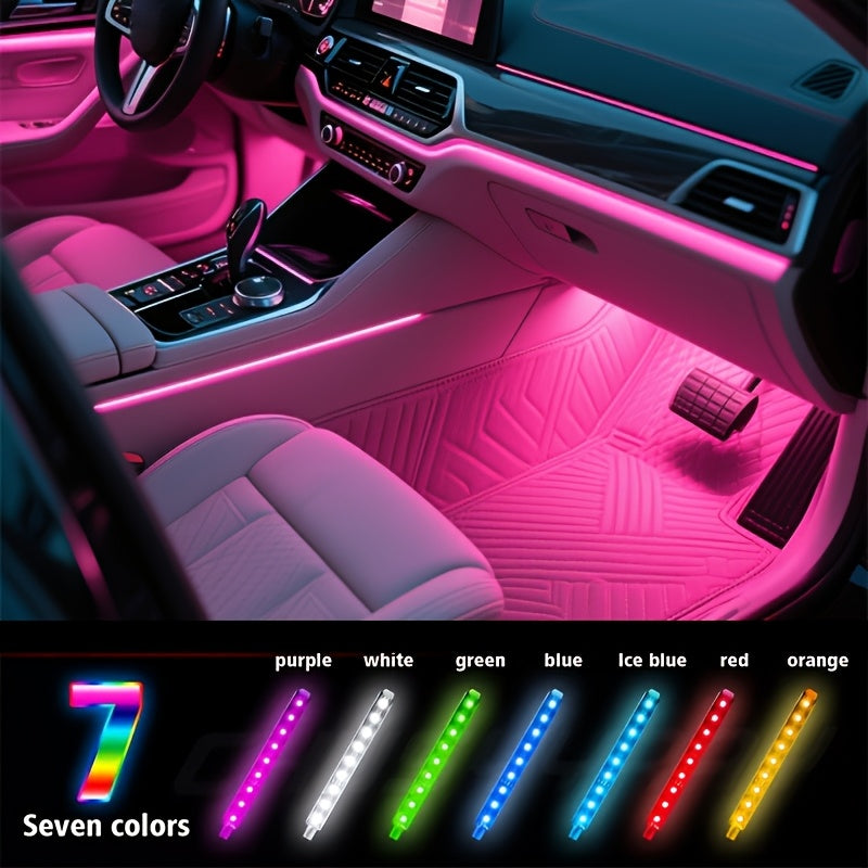 RGB Car LED Interior Light Kit 4-Piece Footwell Underglow Strip Lights, 16 Colors USB Powered with Remote, DIY Ambient Lighting for All Vehicles Cars Trucks SUVs