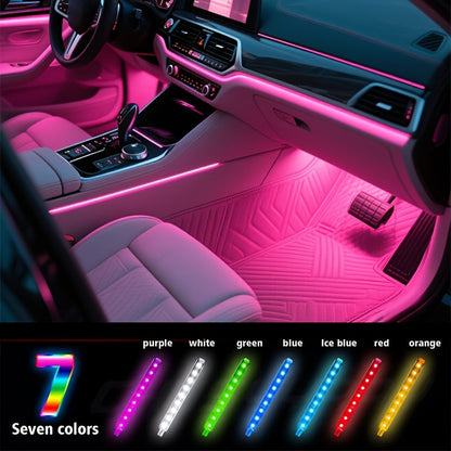 RGB Car LED Interior Light Kit 4-Piece Footwell Underglow Strip Lights, 16 Colors USB Powered with Remote, DIY Ambient Lighting for All Vehicles Cars Trucks SUVs