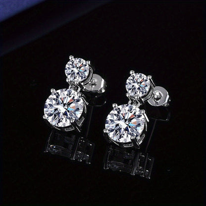 5 Carat Moissanite Stud Earrings for Women – 925 Sterling Silver Drop Earrings, Brilliant Luxury Fine Jewelry, Perfect Gift for Christmas, Valentine's Day & Special Occasions