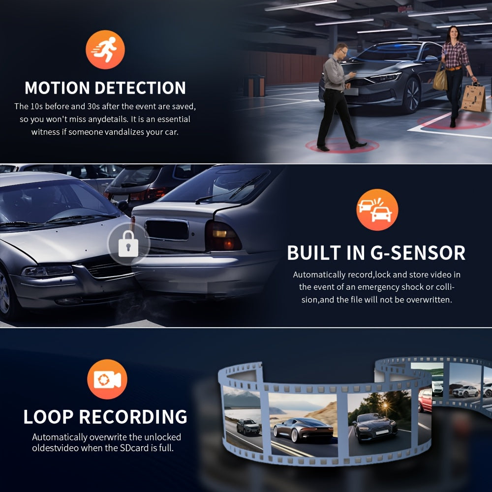 1080P Dual Channel Dash Cam Front & Rear 170° Wide Angle with Super Night Vision Loop Recording G-Sensor Wi-Fi – FHD Car DVR Dashboard Camera Tachograph for Cars Trucks SUVs