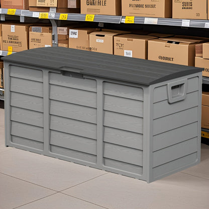 75 Gallon Resin Outdoor Storage Box with Handles Deck Box for Pool Accessories Garden Tools Camping Gear