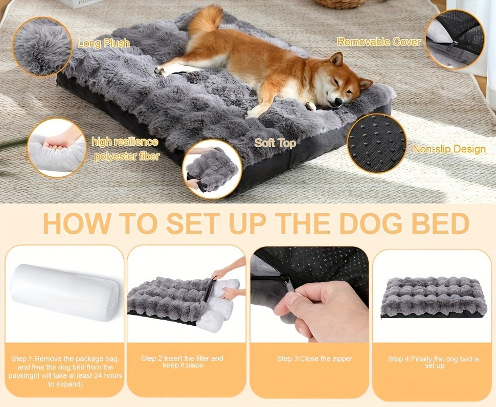 Orthopedic Dog Bed for Large Dogs – Memory Foam Pet Bed with Removable Washable Cover, Anti-Slip Base, Faux Fur, Joint Relief, Heavy Duty, Small Medium XL XXL Sizes
