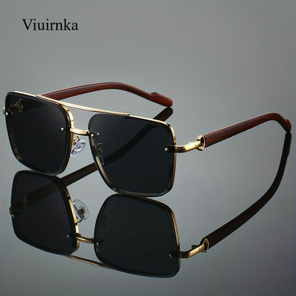 Retro Square Woodgrain Sunglasses for Men & Women – UV400 Gradient AC Lenses, Lightweight PC Frame, 7 Color Options, Vintage Street Style Eyewear for Driving, Travel & Everyday Wear