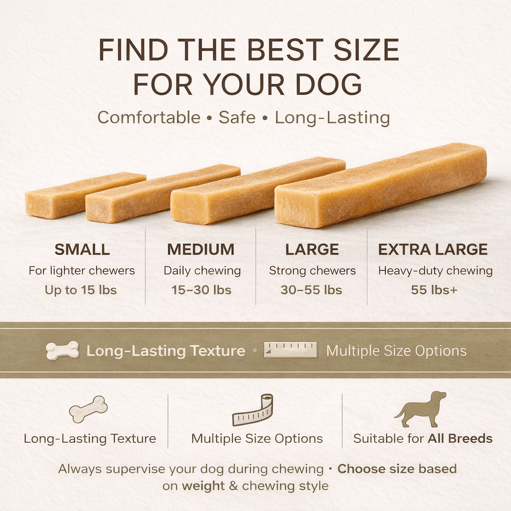 Himalayan Yak Cheese Dog Chews – Long-Lasting Hard Chew Treat for Dogs, High Protein Limited Ingredients, No Artificial Colors, Available in S/M/L/XL, Single or 4-Pack