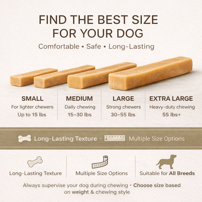Himalayan Yak Cheese Dog Chews – Long-Lasting Hard Chew Treat for Dogs, High Protein Limited Ingredients, No Artificial Colors, Available in S/M/L/XL, Single or 4-Pack