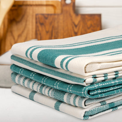 Cotton Kitchen Towels 10 Pack Flat Weave – 100% Cotton Absorbent Quick-Dry Dish Towels for Cooking Cleaning Drying, Lint-Free Reusable Cloth Towels Blue Sage Teal Black Olive Gray Yellow Red Beige