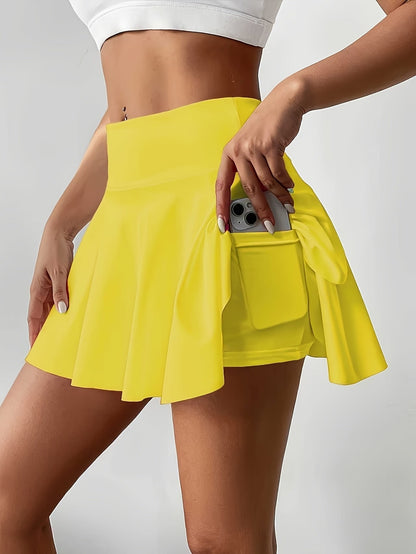 Women's Athletic Pleated Tennis Skort 3-Pack High Waist with Pockets Stretchy Polyester Yoga Skirt Machine Washable Side Tie Detail Comfort Fit for Tennis Yoga Gym Dance Sizes S-XXL