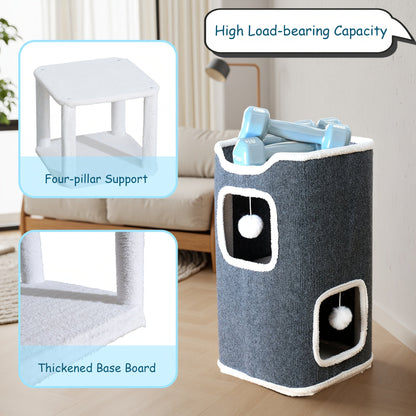 Multi-Level Foldable Cat Tree Tower for Indoor Cats – Scratching Post, Cozy Perch, Cat Condo with Hanging Toy Ball, Cat Hideaway, Soft Bed, 1/3/4 Tier Options