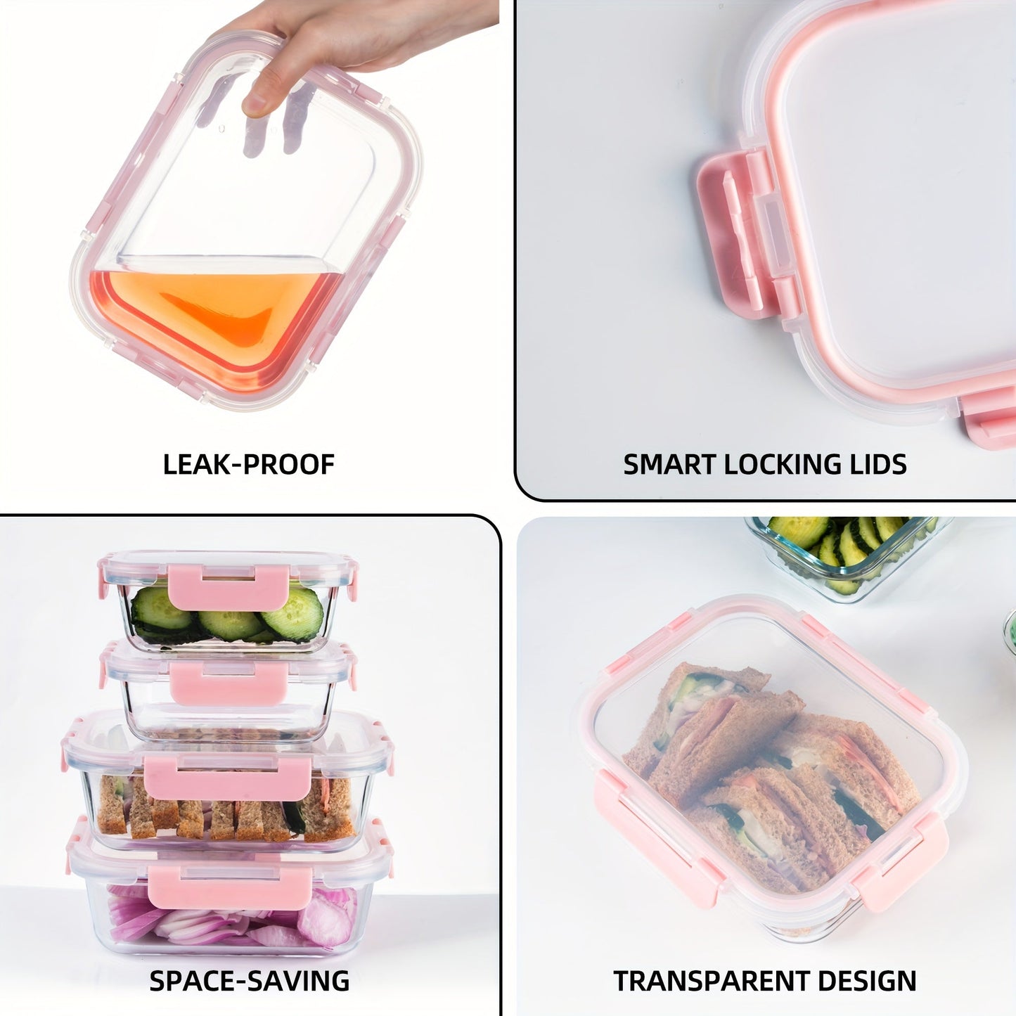 Borosilicate Glass Food Storage Containers 24-Pack (12 Bowls + 12 Airtight Lids) – Meal Prep Glass Bowls, Microwave & Dishwasher & Freezer Safe, BPA Free, Multi-Color Lids for Kitchen & Lunch